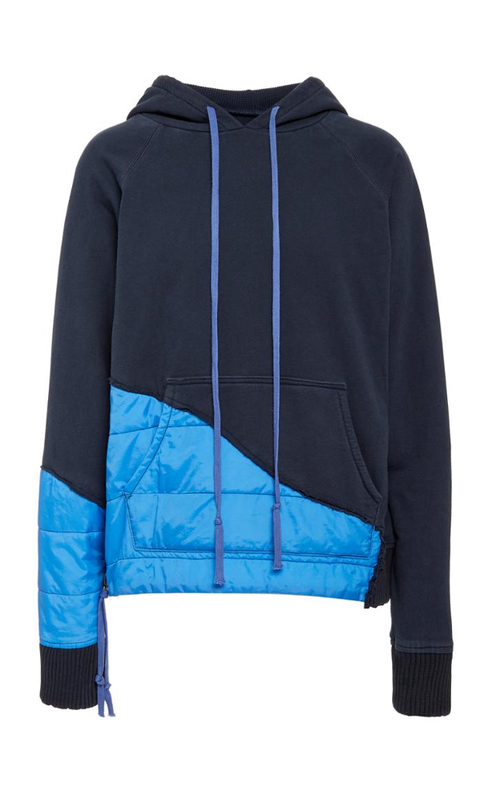 Greg Lauren 50/50 Shell-paneled Cotton-blend Hooded Sweatshirt
