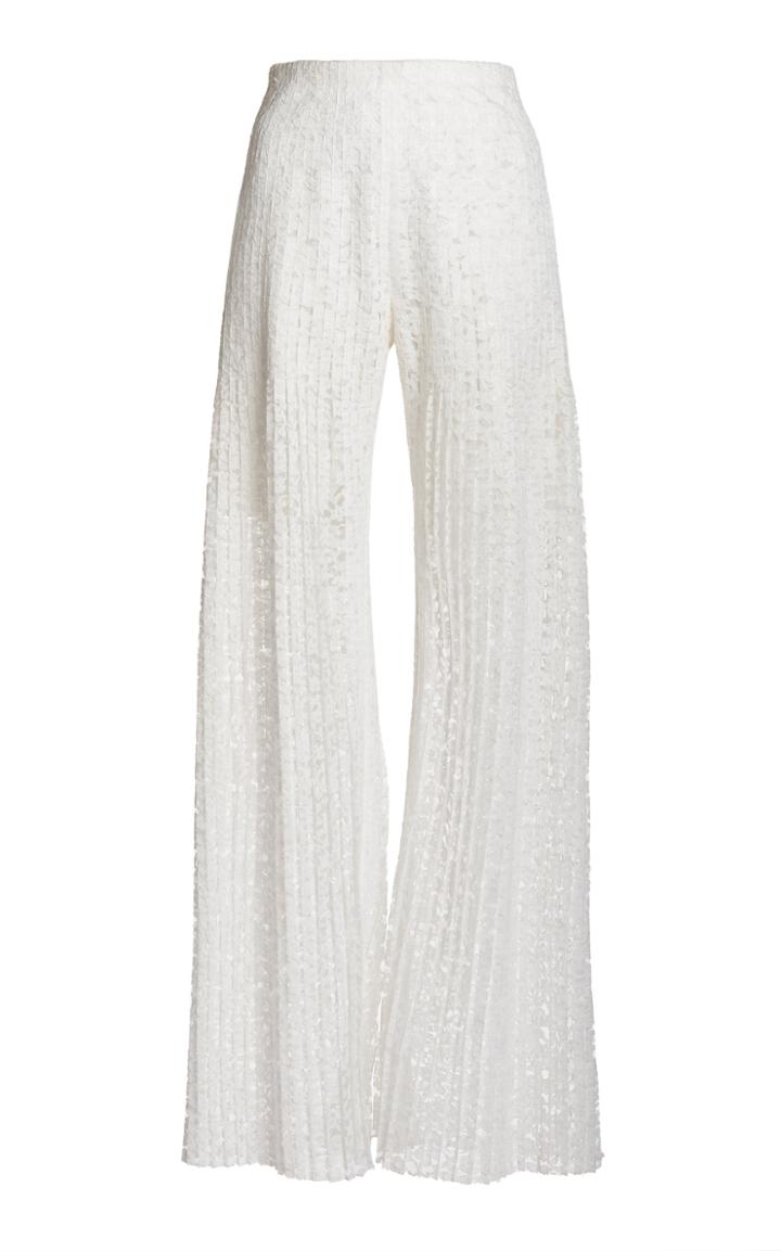Moda Operandi Huishan Zhang Mariella Pleated Lace Wide-leg Pants