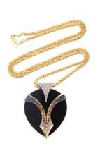 Moda Operandi Ele Karela 18k Gold, Onyx And Multi-stone Necklace
