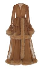 Dolce & Gabbana Ruched Wrap-effect Fur-trimmed Dress