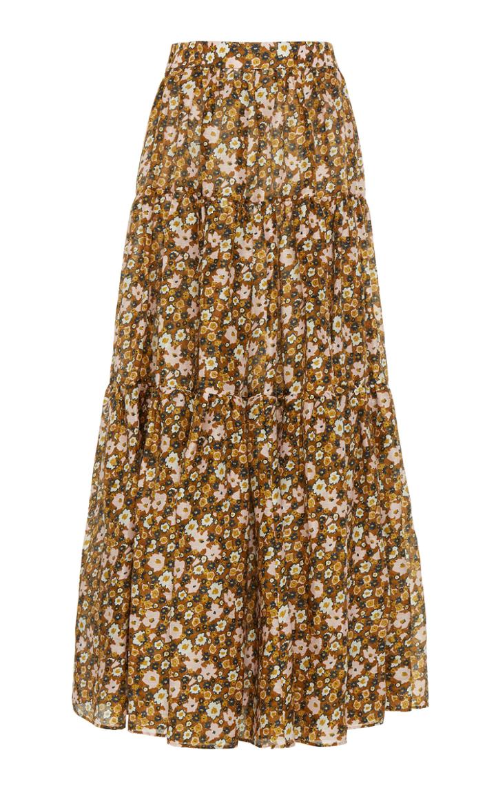 Moda Operandi Lee Mathews Ariel Floral-print Linen-silk Maxi Skirt Size: 0