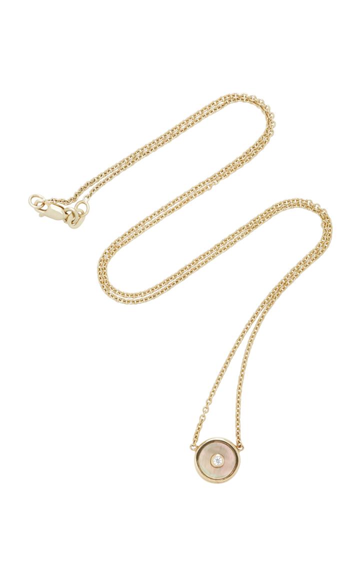 Retrouvai Miniature Compass 18k Gold Pearl Necklace