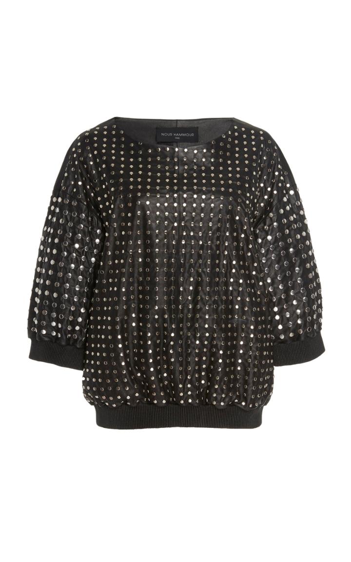 Nour Hammour Clyde Studded Leather Sweatshirt