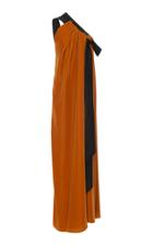Oscar De La Renta Bow-accented Asymmetrical Velvet Gown