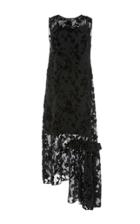 Tibi Embroidered Devore Ruffle Dress