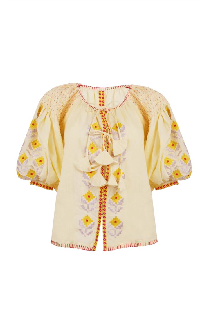 Innika Choo Lemon Tassel Short Sleeve Blouse
