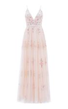 Needle & Thread Petunia Floral-embroidered Tulle Gown