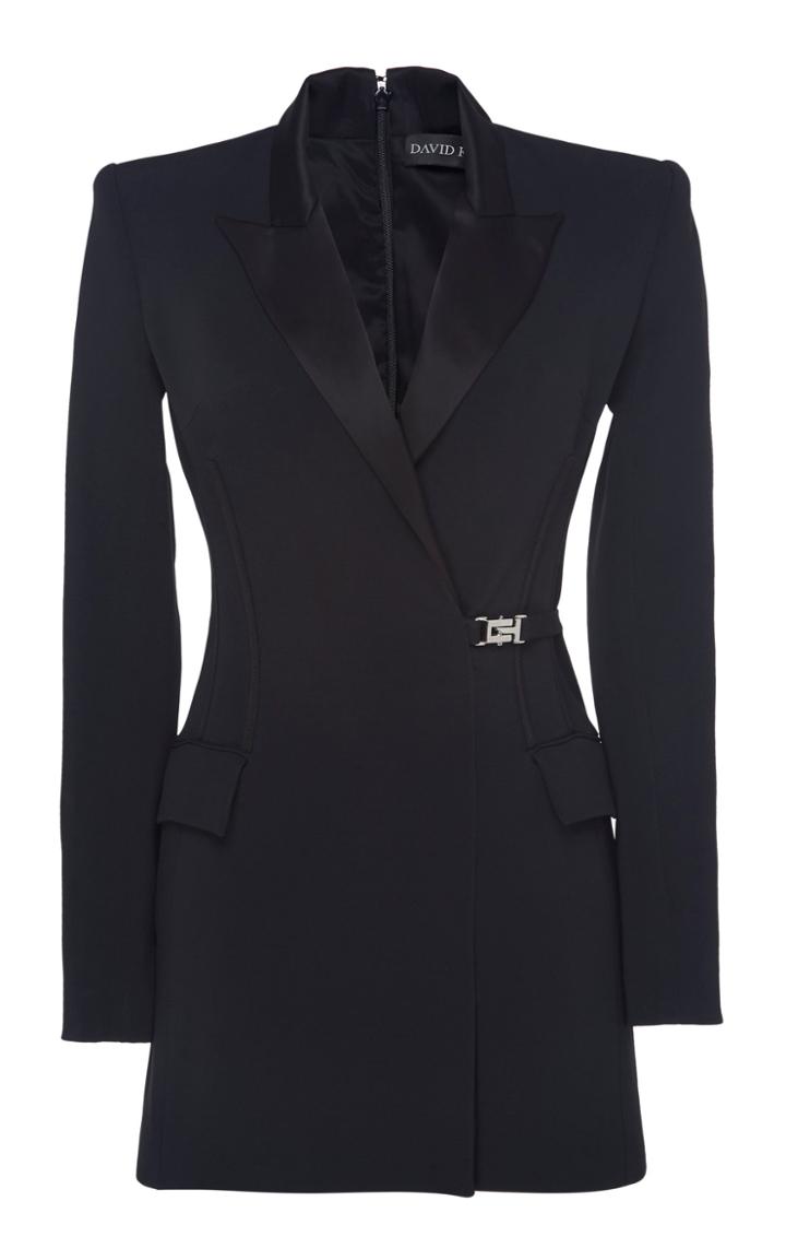 David Koma Satin-trimmed Buckled Blazer