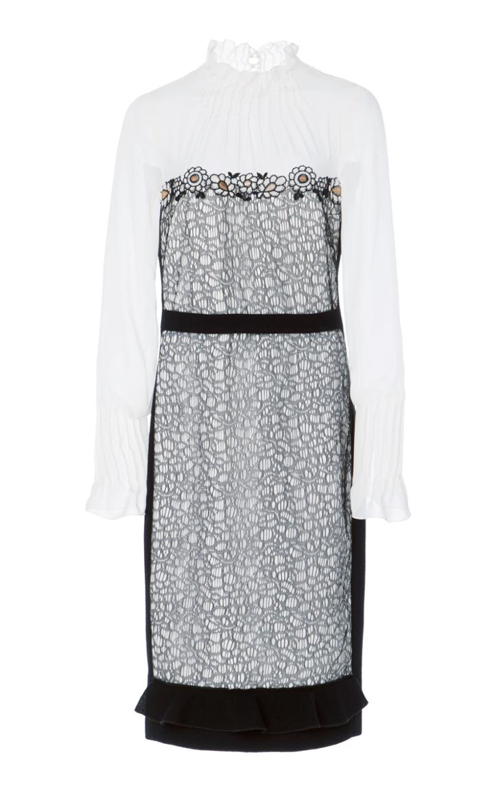 Amelia Toro Lace And Wool Crepe Dress