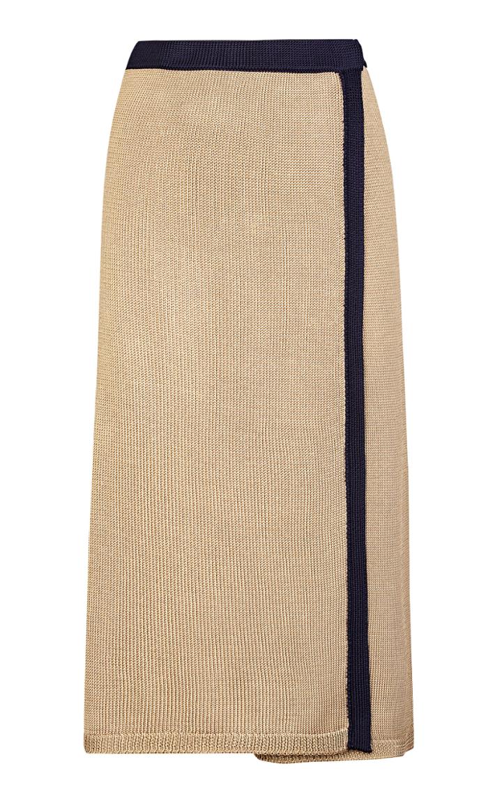 Giuliva Heritage Collection Melia Rib Knit Silk Midi Skirt