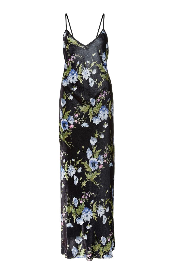 Les Rveries Exclusive Floral-print Velvet Maxi Dress