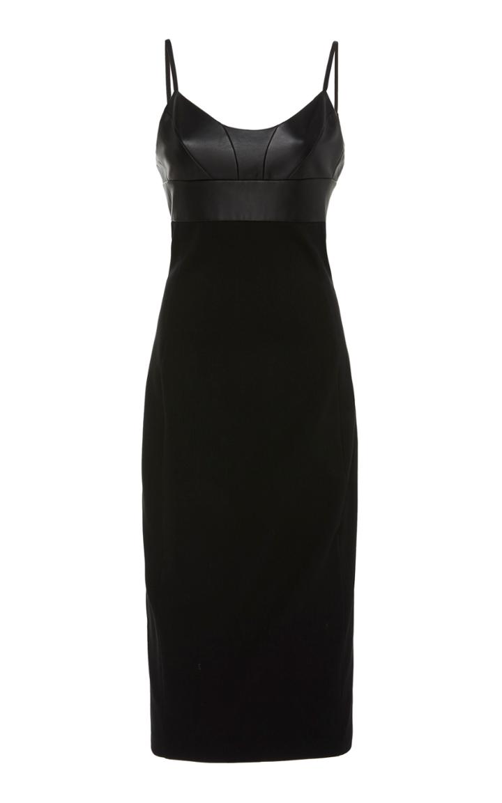 Narciso Rodriguez Leather And Wool Midi Dress