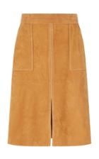 Frame Trapunto-stitched Suede Skirt