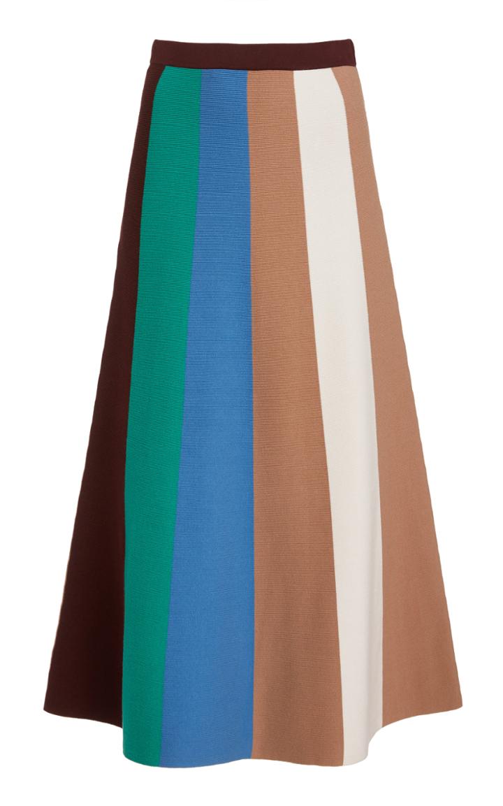 Victoria Victoria Beckham Striped Knit Midi Skirt