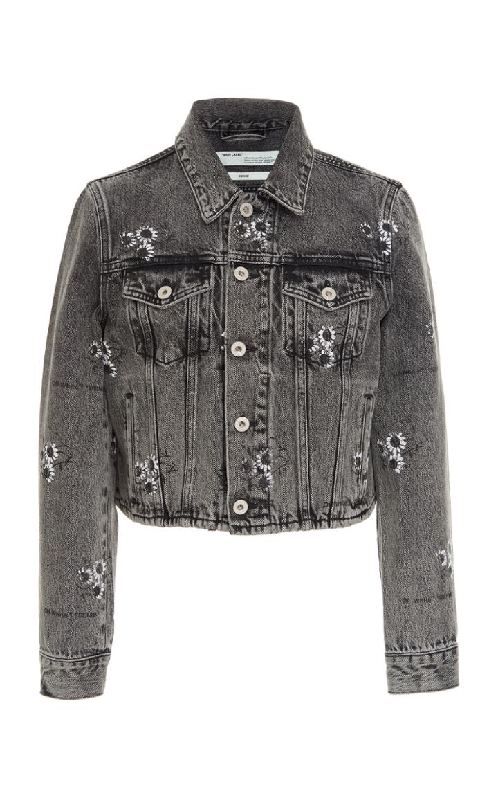 Off-white C/o Virgil Abloh Floral Crop Denim Jacket