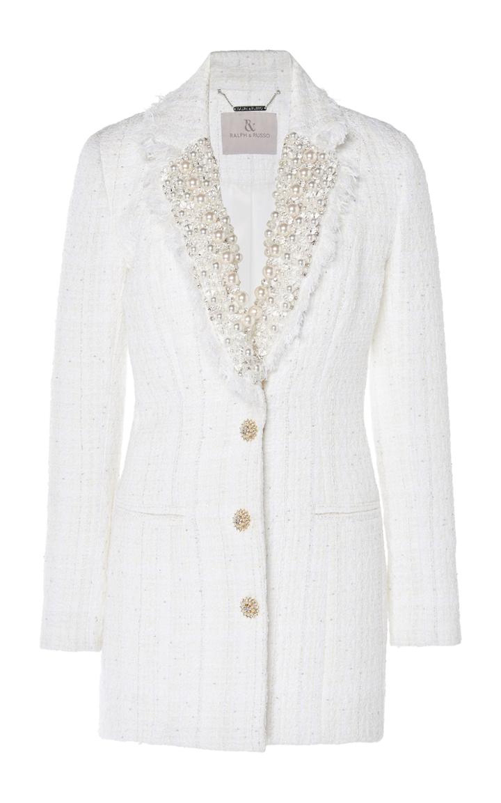 Ralph & Russo Pearl-embellished Tweed Mini Dress