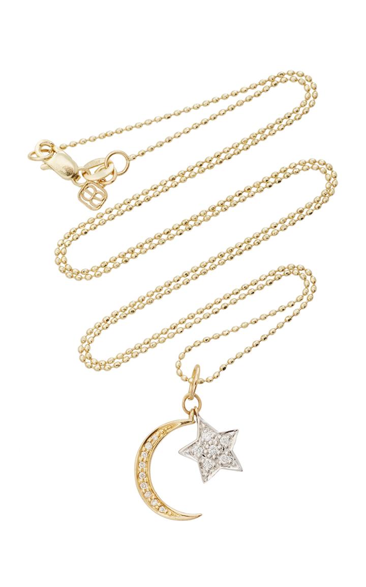 Sydney Evan Yellow Gold Moon & White Gold Star Charm