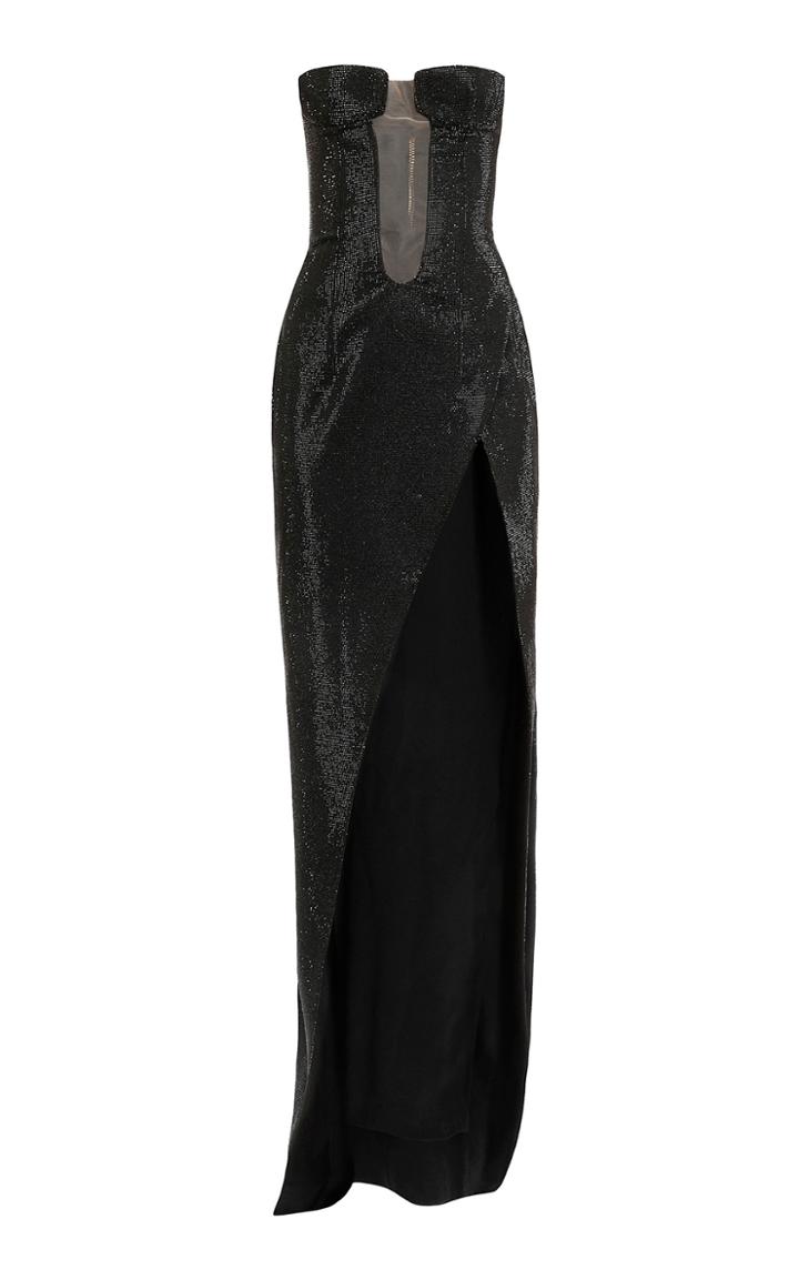 Moda Operandi Balmain High Slit Embroidered Dress