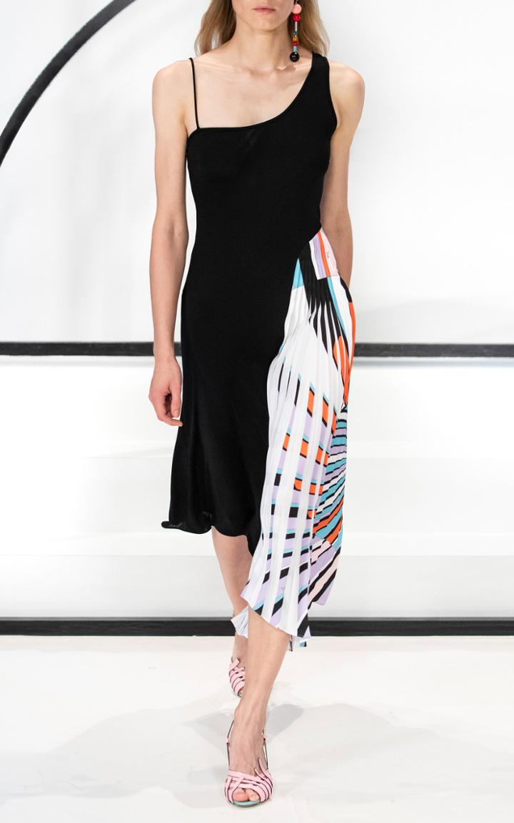 Emilio Pucci One Shoulder Pliss Panel Dress