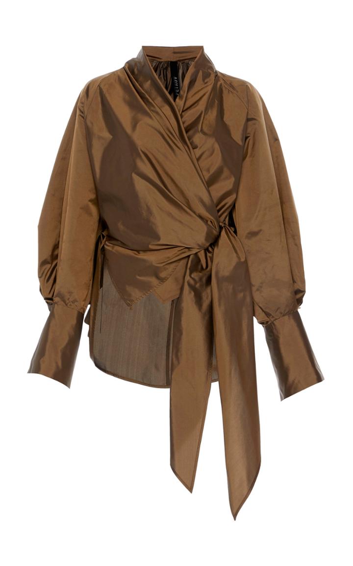 Moda Operandi Petar Petrov Callula Puffed Sleeve Silk Top Size: 32