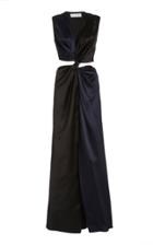 Marina Moscone Twist Cut-out Satin Midi Dress