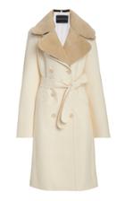 Moda Operandi Brandon Maxwell Shearling-trimmed Wool Silk Double-breasted Coat