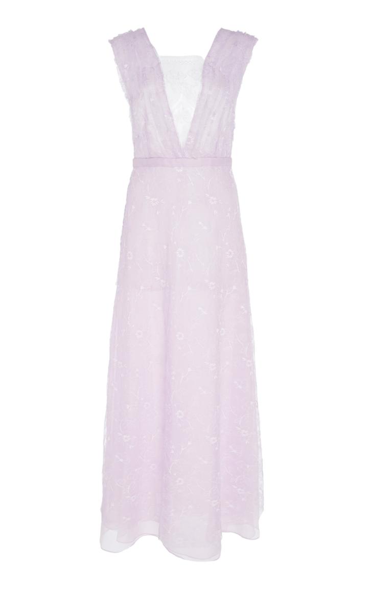Adam Lippes Chantillay Lace V-neck Gown