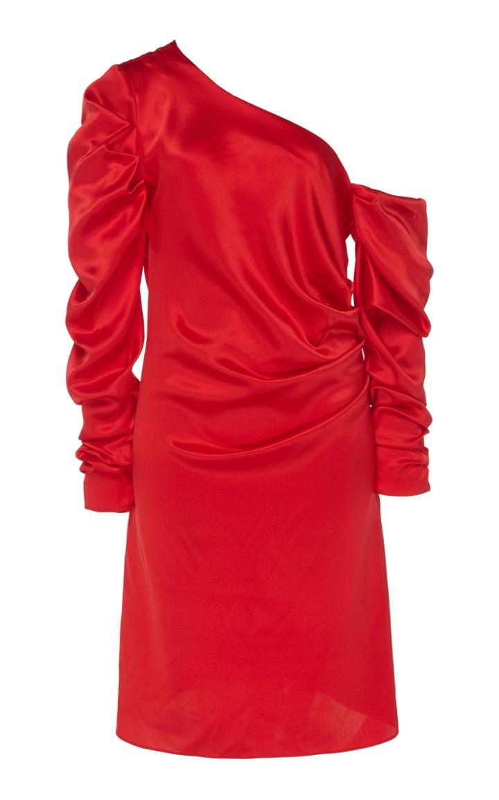 Michael Lo Sordo One-shoulder Silk Mini Dress
