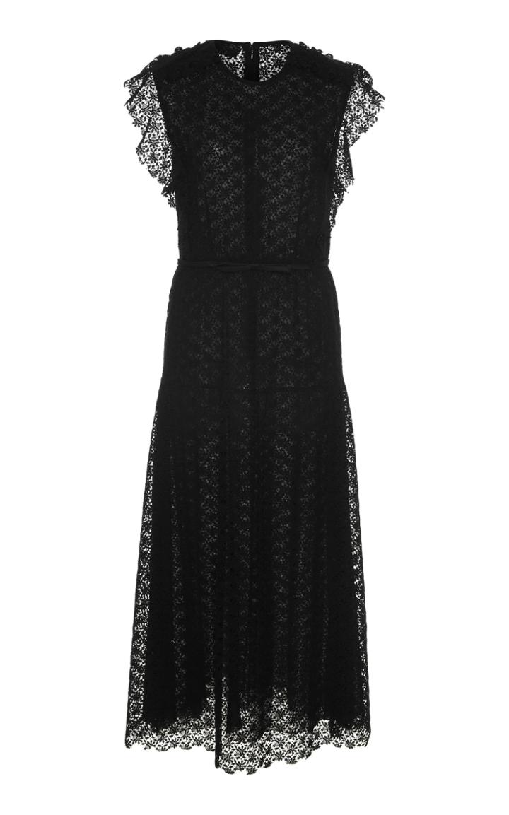 Giambattista Valli Lace Ruffle Sleeve Midi Dress