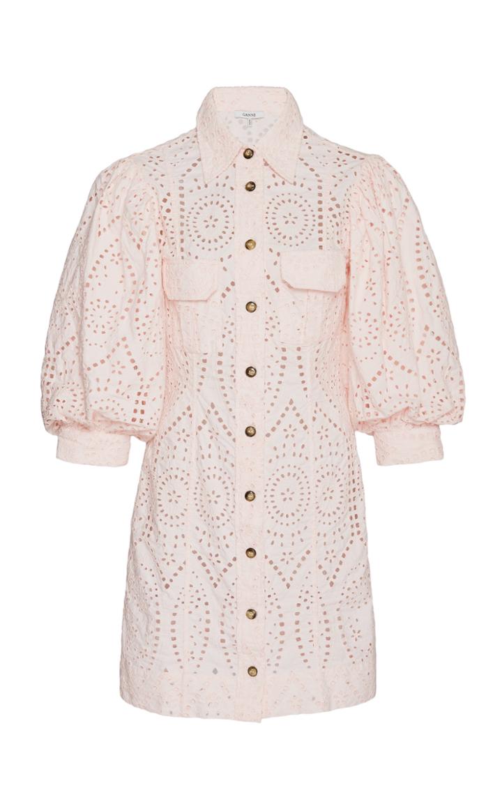 Ganni Broderie Anglaise Cotton Mini Dress