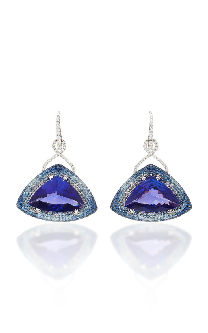 Martin Katz One-of-a-kind Trillion Cut Tanzanite Platinum Earrings