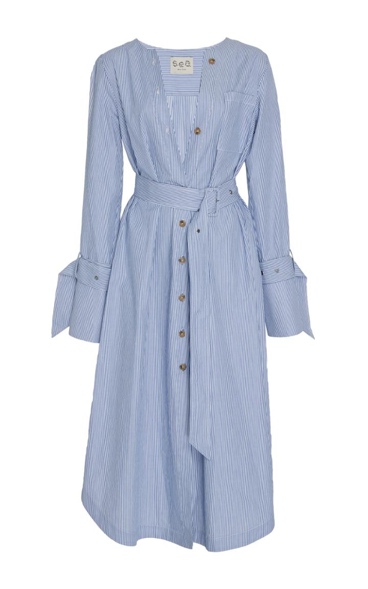 Sea Asymmetric Placket Shirt Dress