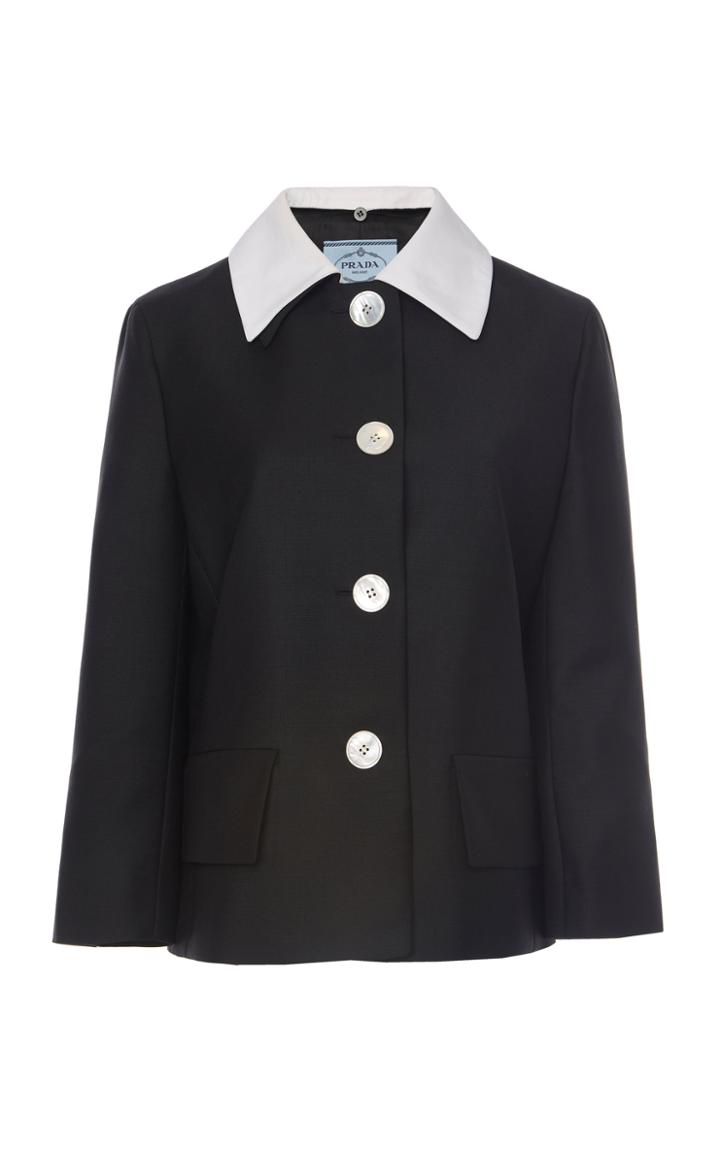 Prada Contrast Collar Mohair Wool Jacket