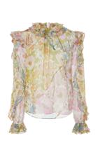 Zimmermann Ruffled Floral-print Cotton And Silk-blend Blouse