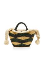 Muun Graham Mini Canvas-trimmed Crochet-knit And Straw Tote