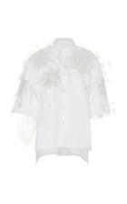 Moda Operandi Prabal Gurung Feather-embellished Cotton Tie-front Shirt Size: 00