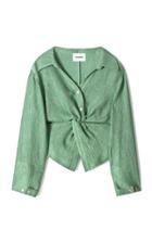 Moda Operandi Nanushka Idris Twisted Metallic Plisse Top
