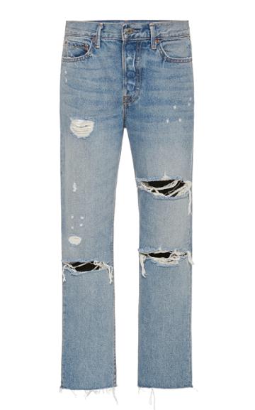 Grlfrnd Denim Karolina Rigid Distressed High-rise Slim-leg Jeans