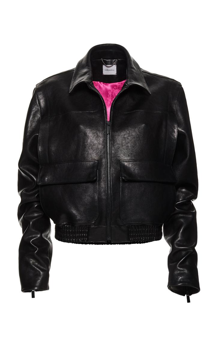 Magda Butrym Quebec Leather Python Bomber Jacket
