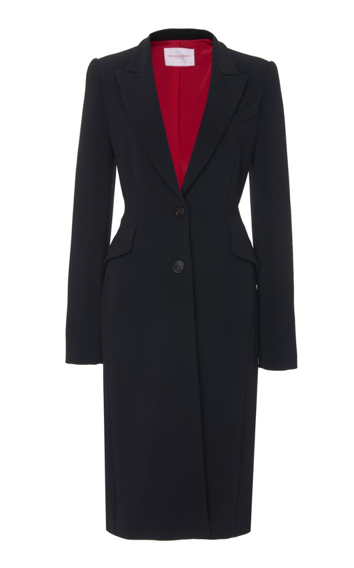Carolina Herrera Notch Lapel Two Button Satin Coat