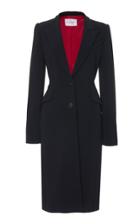 Carolina Herrera Notch Lapel Two Button Satin Coat