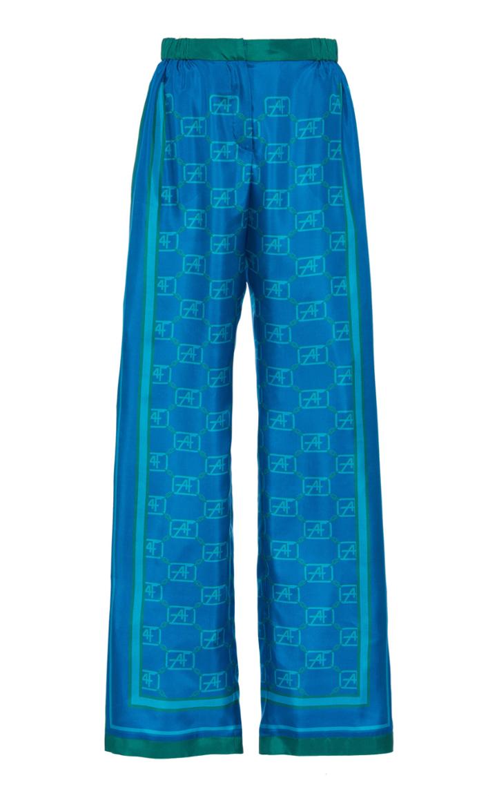Moda Operandi Alberta Ferretti Silk-satin Logo Wide-leg Pants