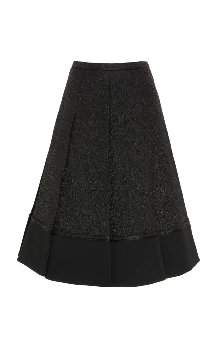 Rochas Pleated Matelasse Wool Skirt