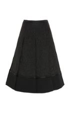 Rochas Pleated Matelasse Wool Skirt