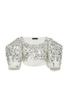 Ellery Embroidered Cotton Bubble-sleeve Crop Top