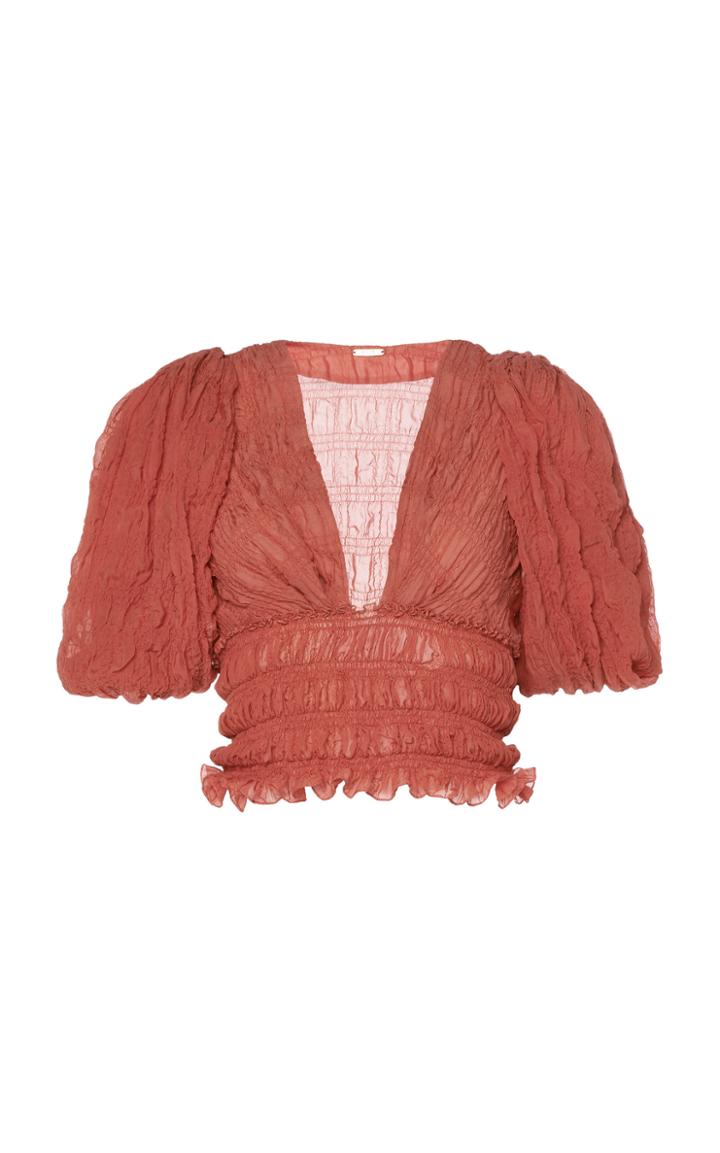 Moda Operandi Johanna Ortiz A Woven World Ruched Chiffon Top Size: 2