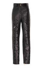 Versace Slashed Cutout Leather Pants