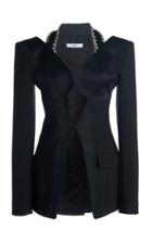 Area Crystal-embellished Satin-crepe Cutout Blazer