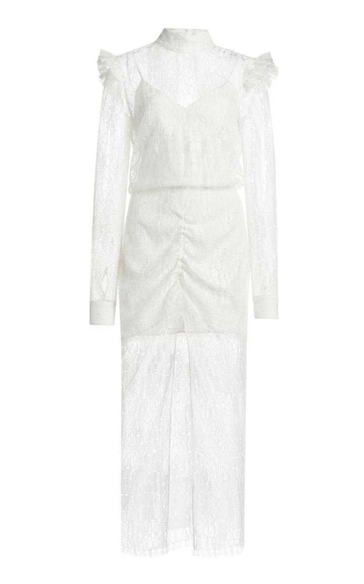 Moda Operandi Zeynep Aray Ruched Lace Midi Dress