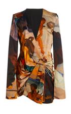 Moda Operandi Unttld Lola Knot-detailed Printed Cotton-blend Mini Dress